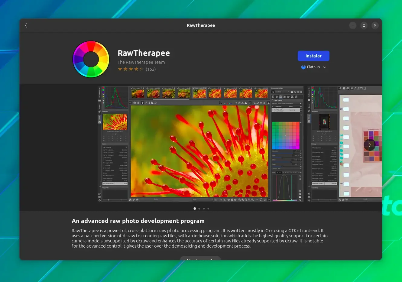 RawTherapee está disponível Ubuntu Software Center