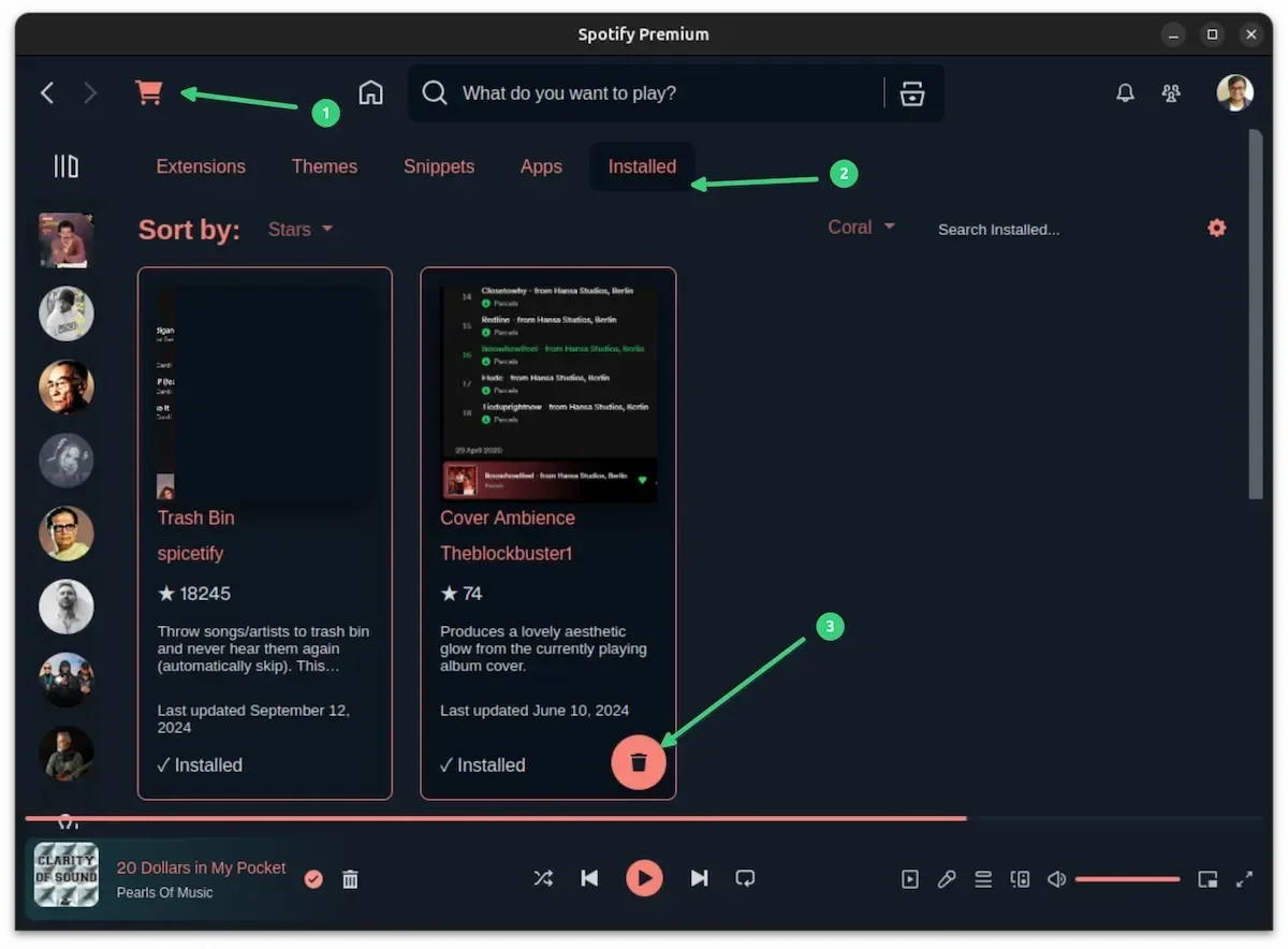 Remova extensões desnecessárias do Spicetify do Spotify