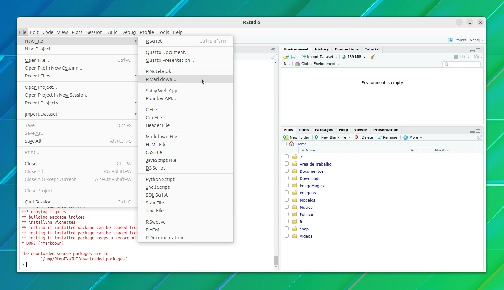 Criar um novo documento RMarkdown