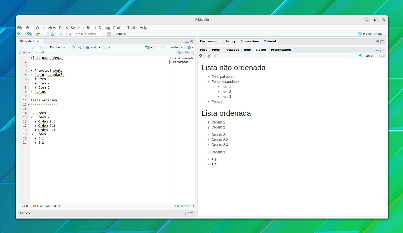 Exemplo de lista ordenada e não ordenada