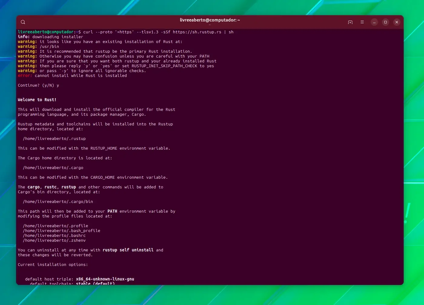 Instalando o Rust
