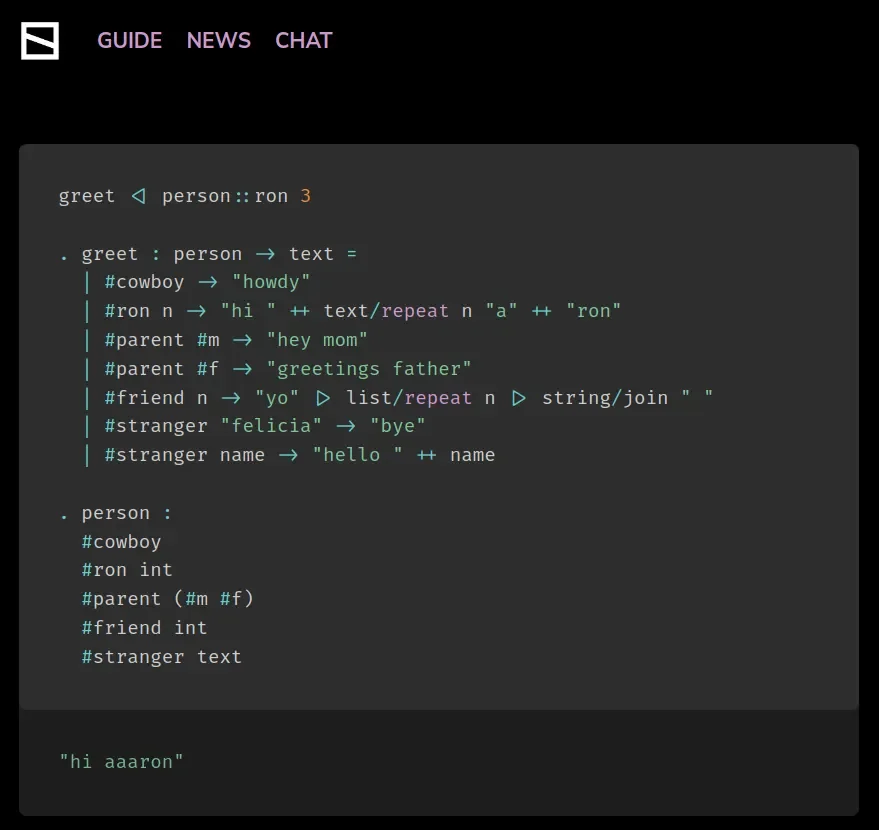 Uma captura de tela do site oficial do Scrapscript