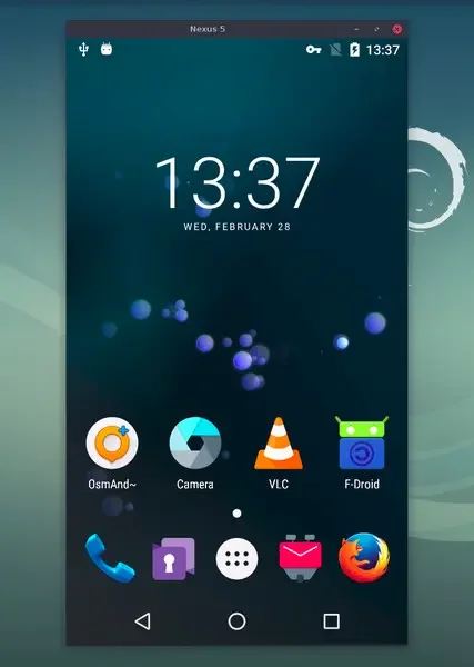 Uma captura de tela do Scrcpy 2.0 em execução no Debian