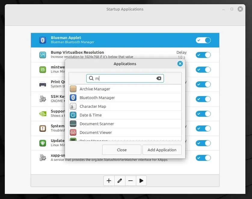Aplicativos de inicialização do Linux Mint 22