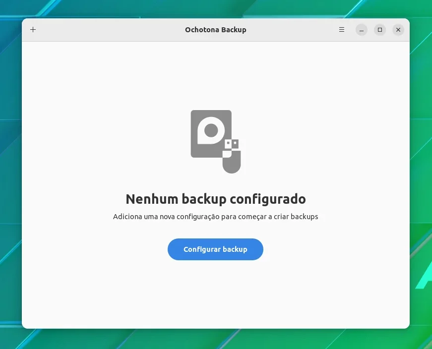 Sem backup configurados no Pika Backup