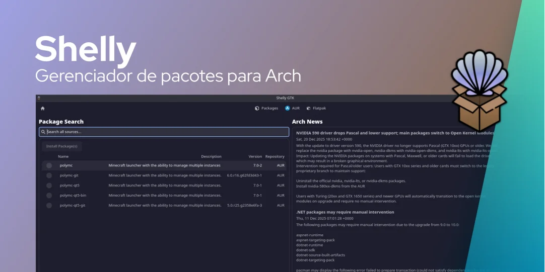 Shelly: gerenciador gráfico moderno de pacotes para Arch Linux