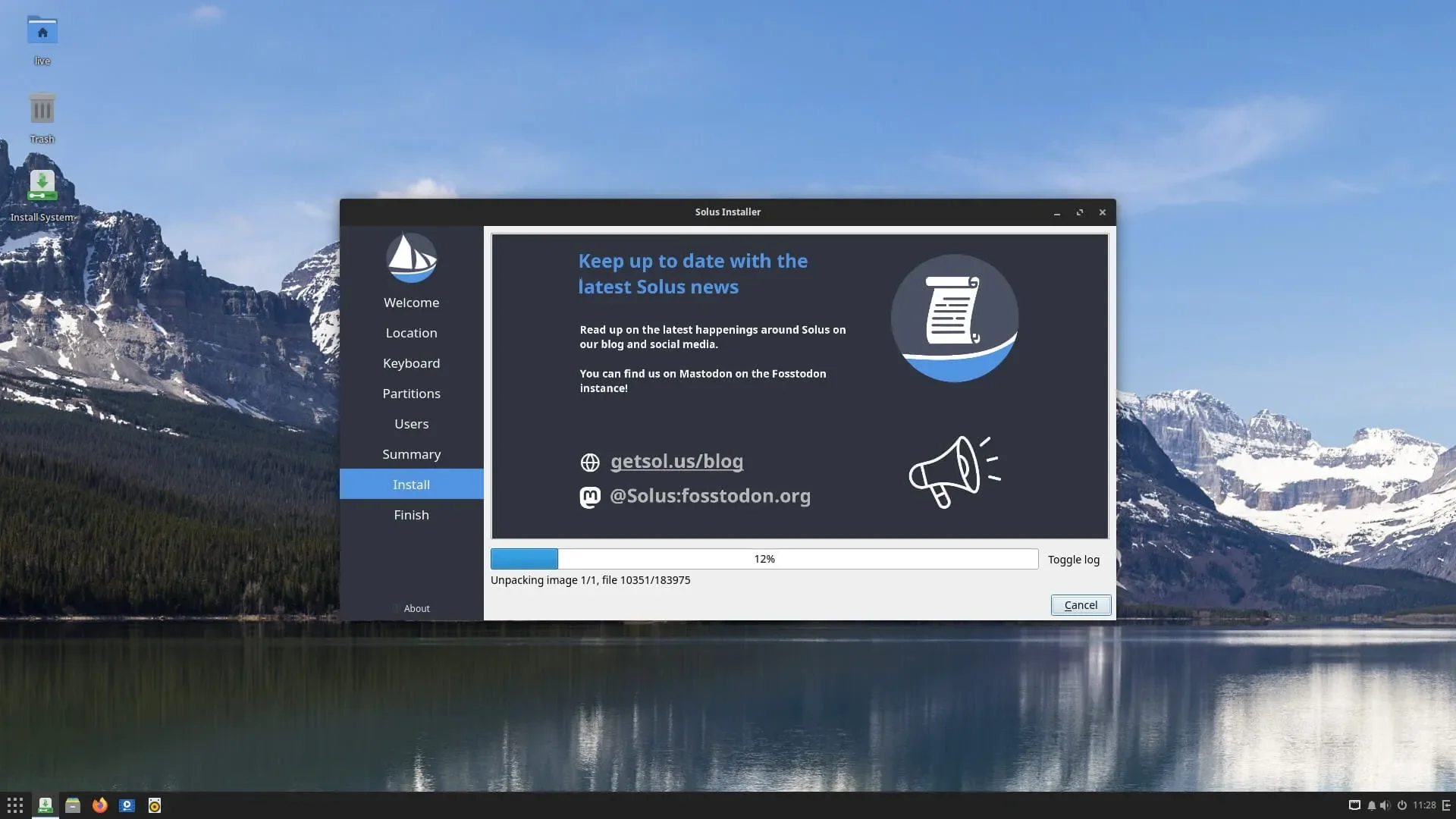 Uma captura de tela do instalador Solus 4.5