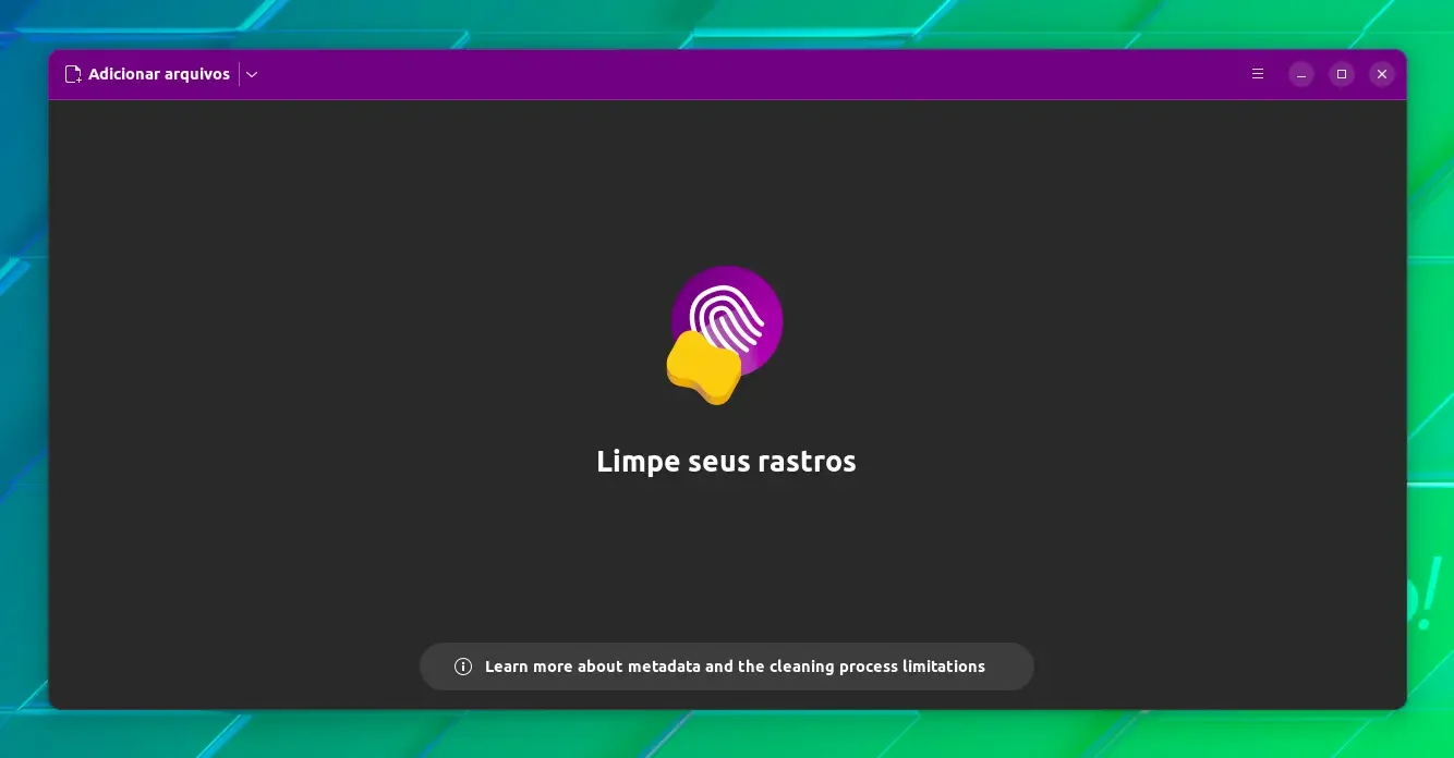 Tela incial do Metadata Cleaner Tela incial do Metadata Cleaner