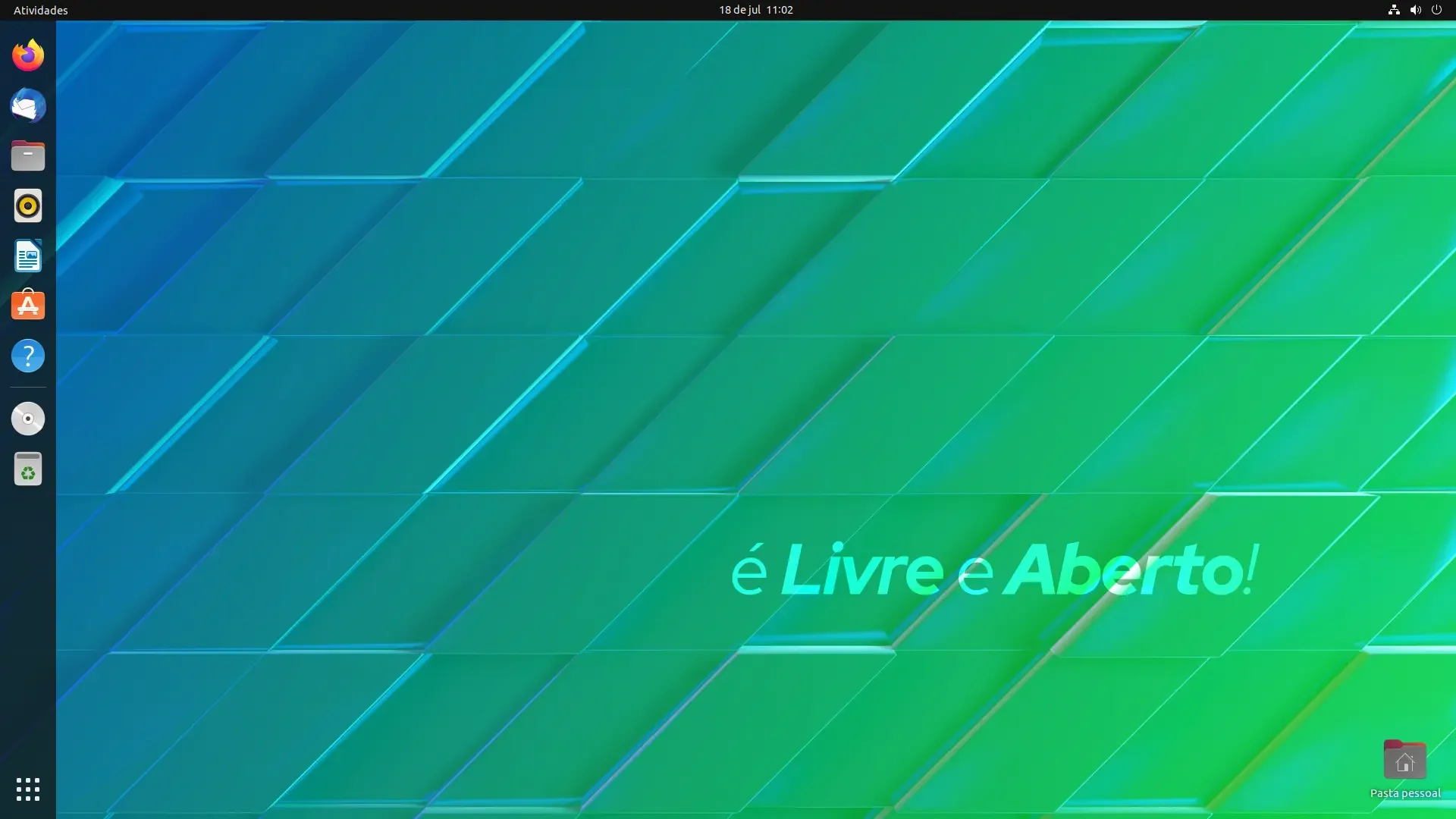 Tela normal do Ubuntu com fundo personalizado Tela normal do Ubuntu com fundo personalizado