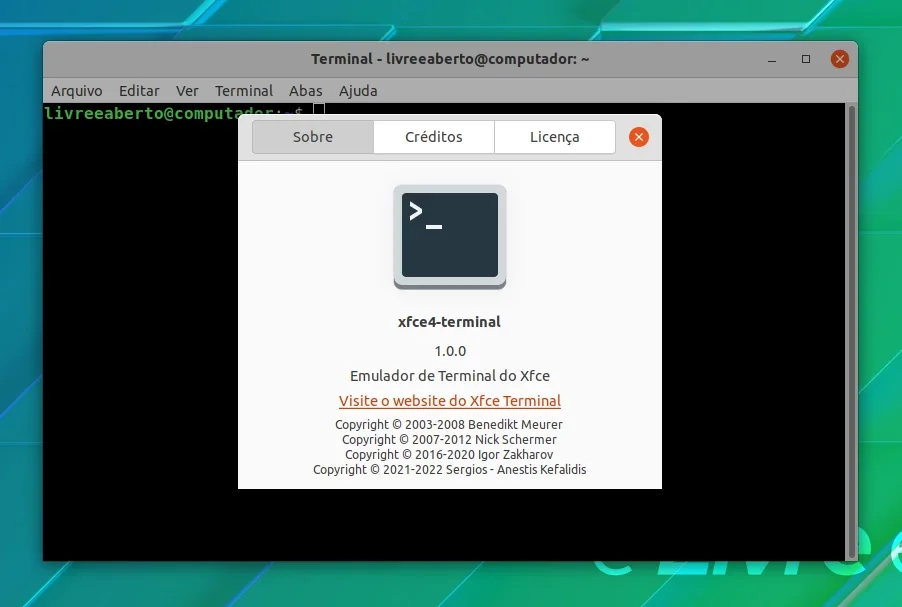 Terminal XFCE 1.0.0 Terminal XFCE 1.0.0