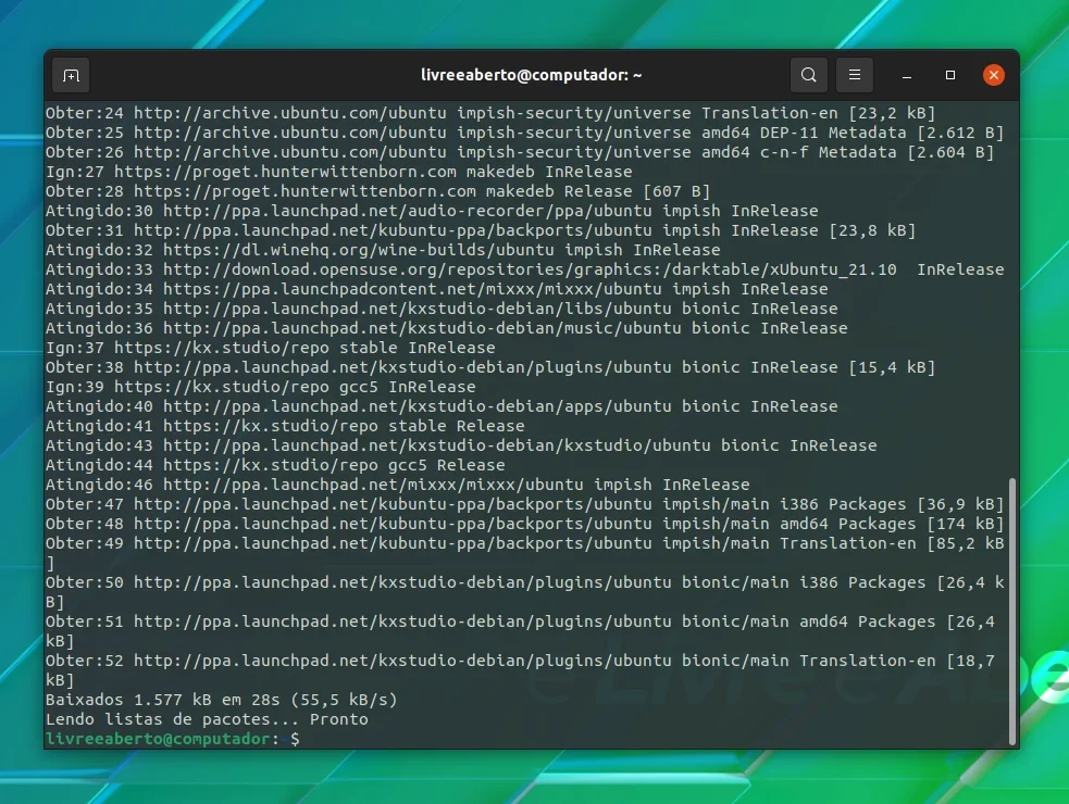 Término da configuração do PPA para instalação do Plasma KDE 5.24 Término da configuração do PPA para instalação do Plasma KDE 5.24
