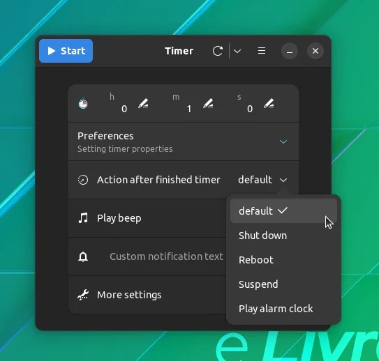 A interface do usuário principal do Timer é fácil de entender
