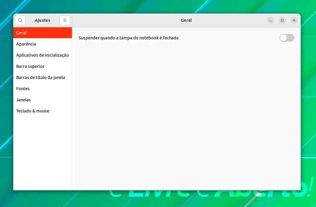 Alterar o comportamento de fechamento da tampa ubuntu Alterar o comportamento de fechamento da tampa ubuntu