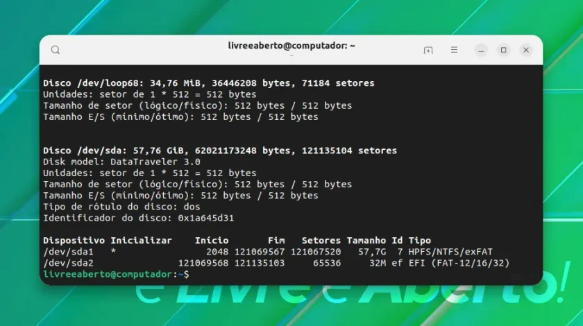 Usando o fidsk para listar dispositivos USB Usando o fidsk para listar dispositivos USB