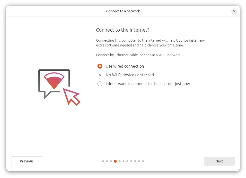 ubuntu 24.04 tela de instalação para conexão de rede