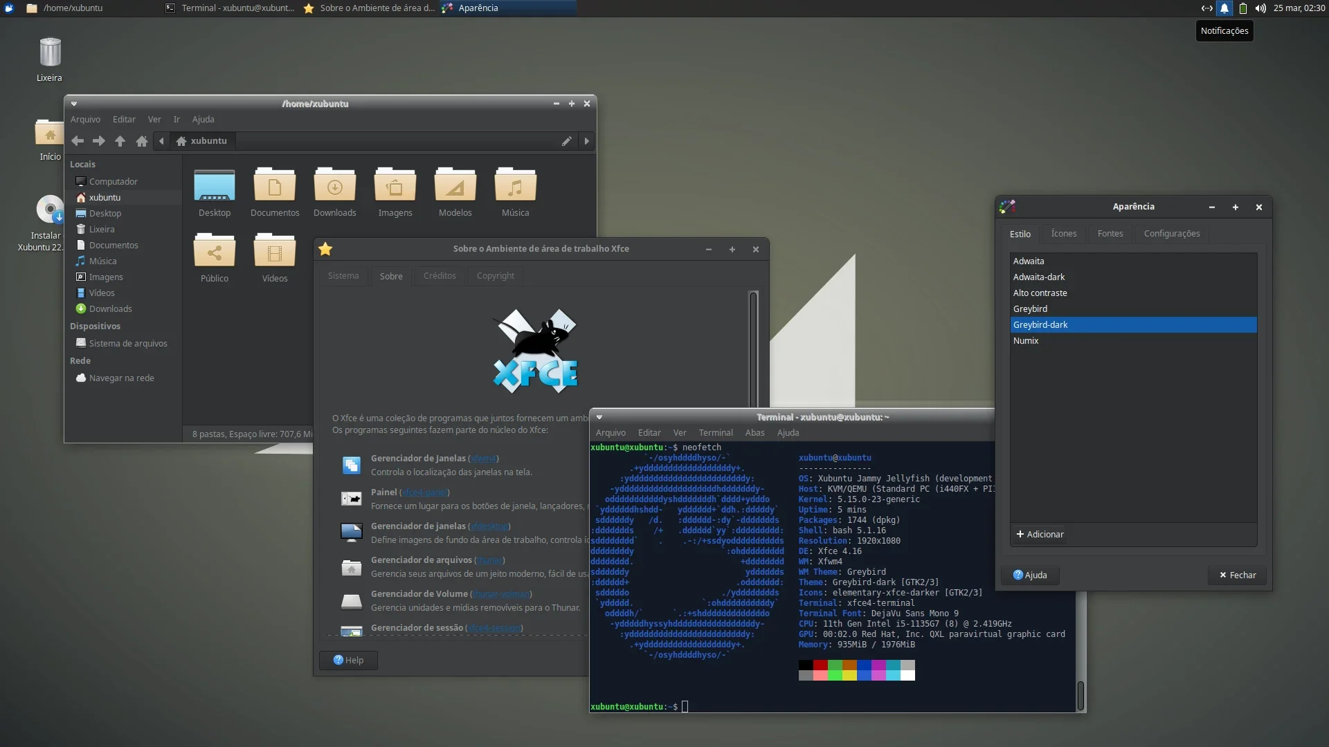 Xfce no Xubuntu Xfce no Xubuntu