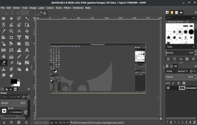 Captura de tela do GIMP