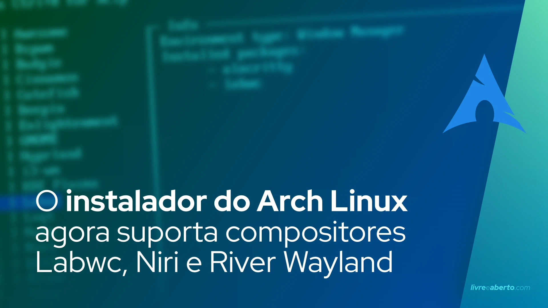 O instalador do Arch Linux agora suporta compositores Labwc, Niri e River Wayland