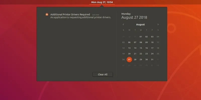 Bandeja de notificação Ubuntu 18.04 GNOME