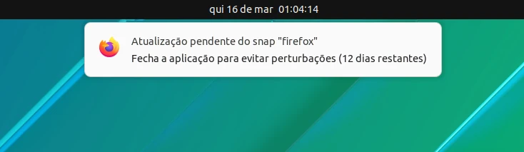 Notificação sobre o aplicativo Firefox pendente
