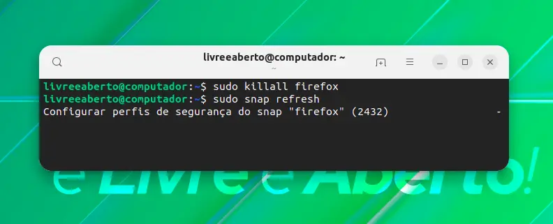 O Firefox está sendo atualizado com o Snap