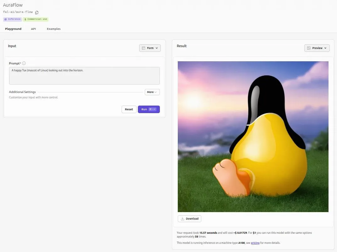 Uma captura de tela da demonstração online do Auraflow