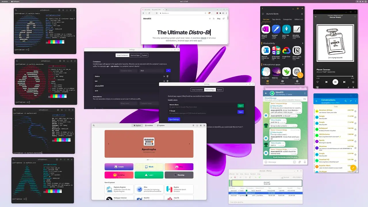 blendOS 3 beta com ambiente de desktop GNOME 44.1