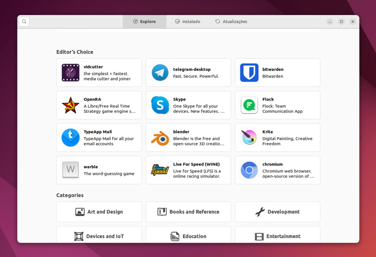 Centro de Software no Ubuntu 22.04