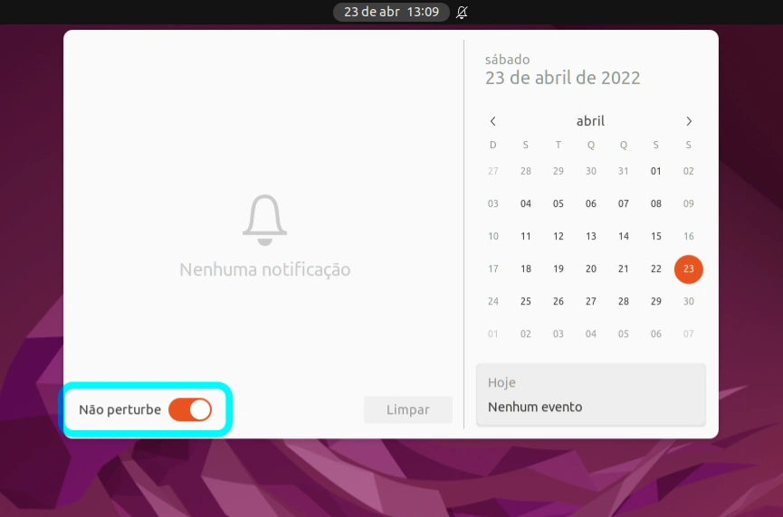 Modo não perturbe do Ubuntu 22.04