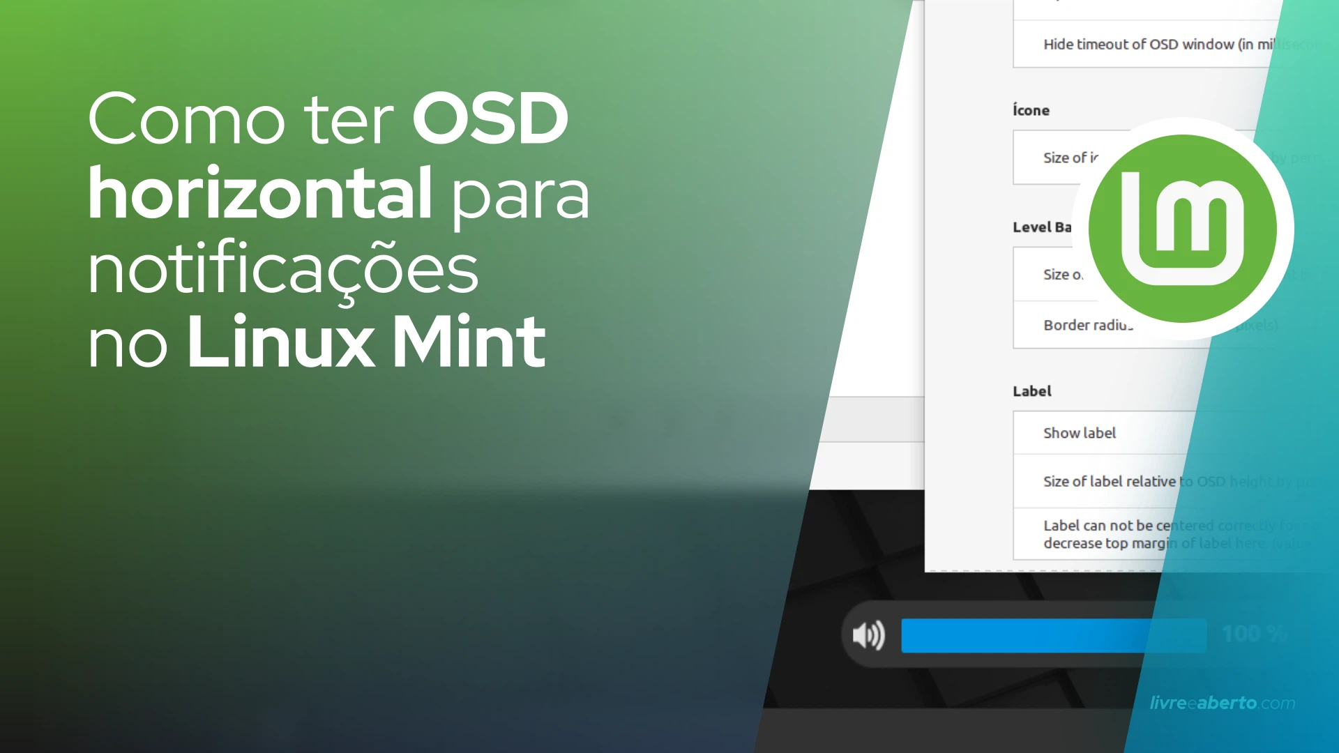 Como ter OSD horizontal para alterações de brilho e volume no Linux Mint