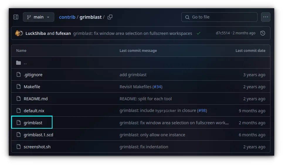 Vá para o arquivo de script Grimblast.