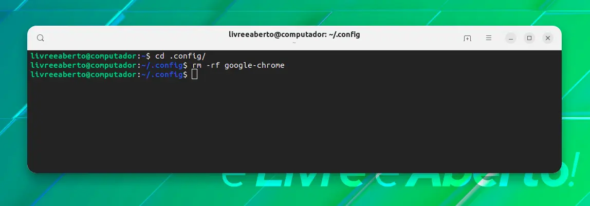 Removendo as configurações do Google Chrome a partir do Ubuntu
