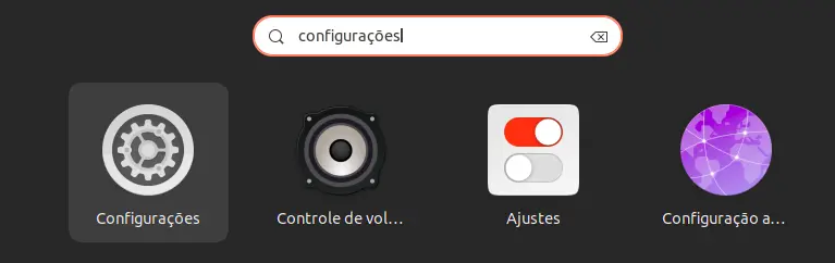 Encontrando as configurações do GNOME