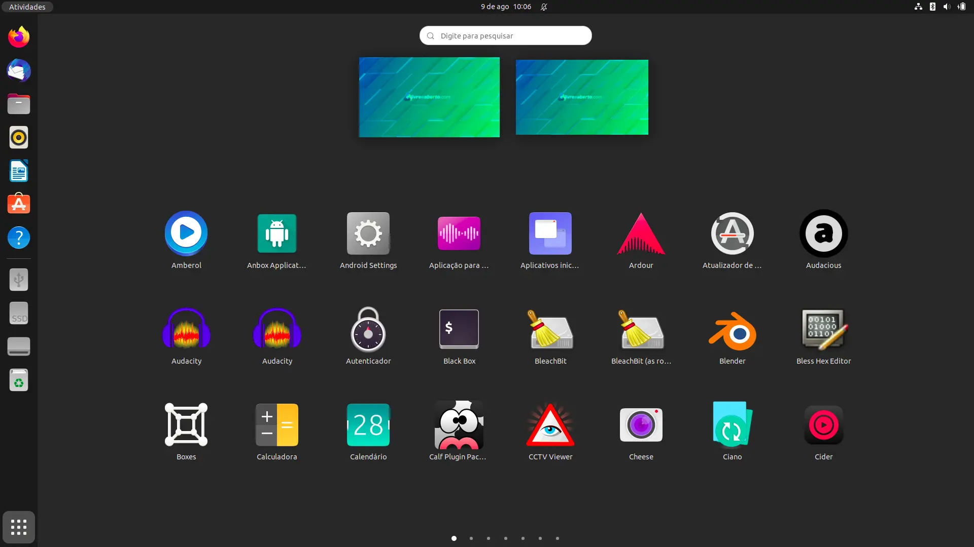 Reorganizando apps em ordem alfabética no GNOME