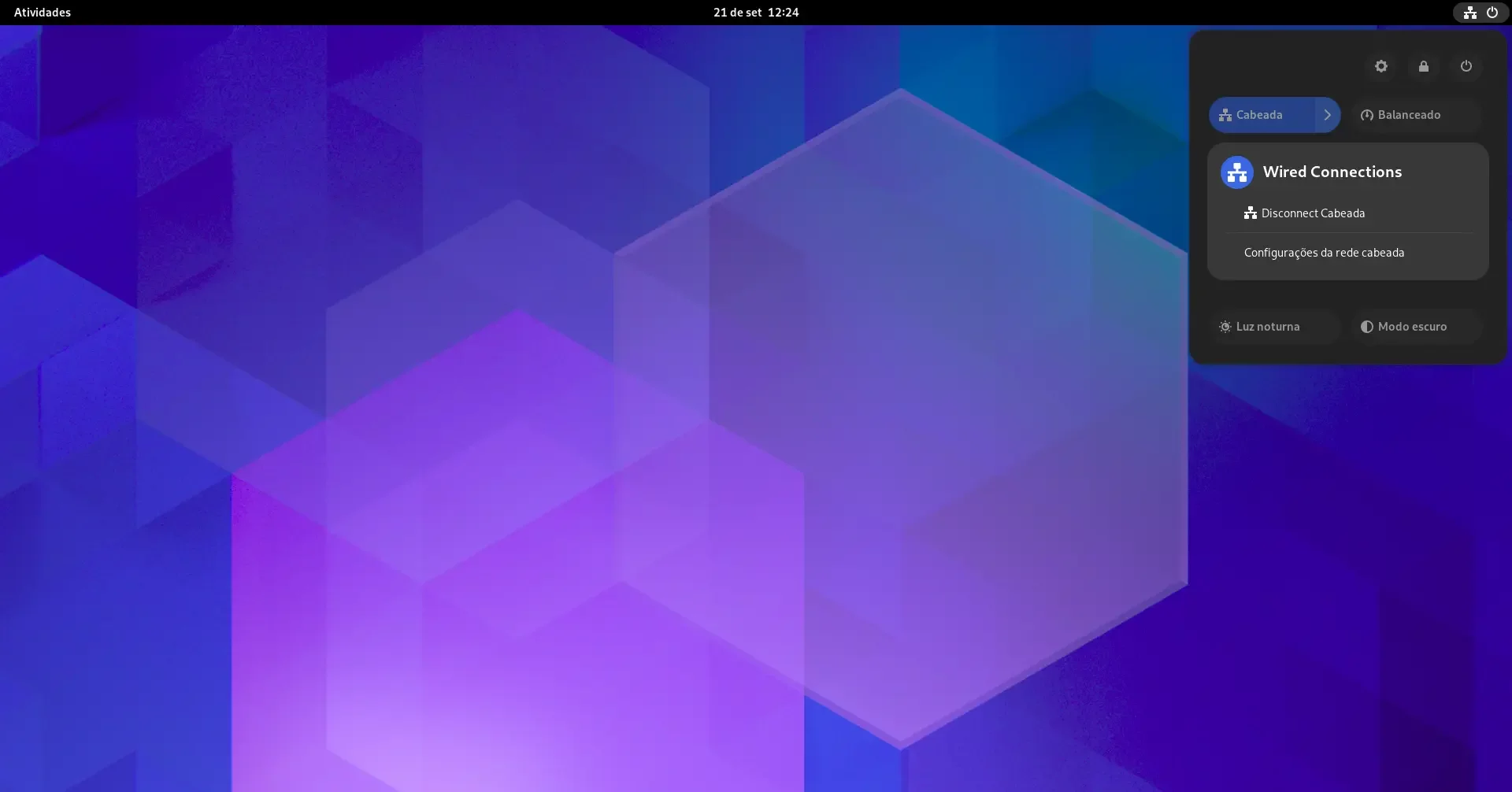 Configurações rápidas no GNOME 43