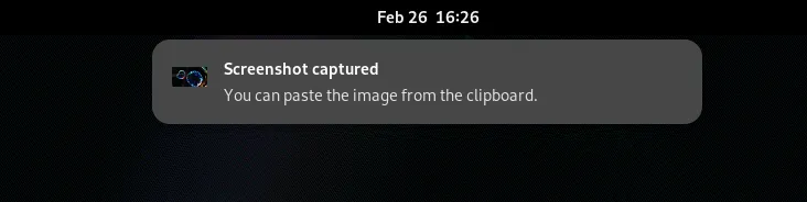 Notificação de captura de tela do GNOME 45