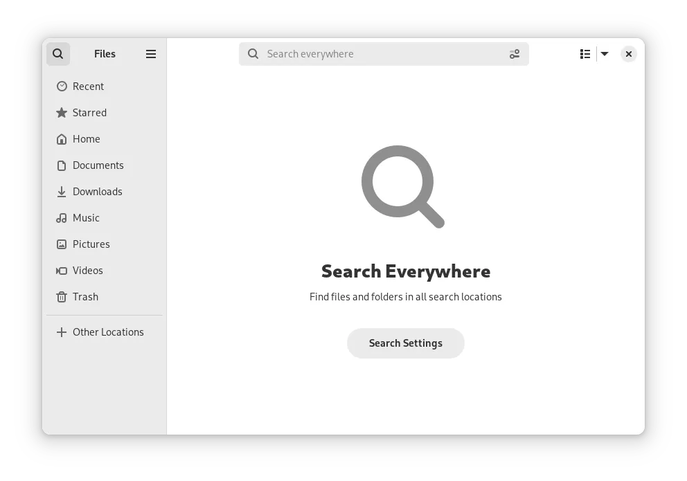 Captura de tela do botão de pesquisa global do GNOME 46