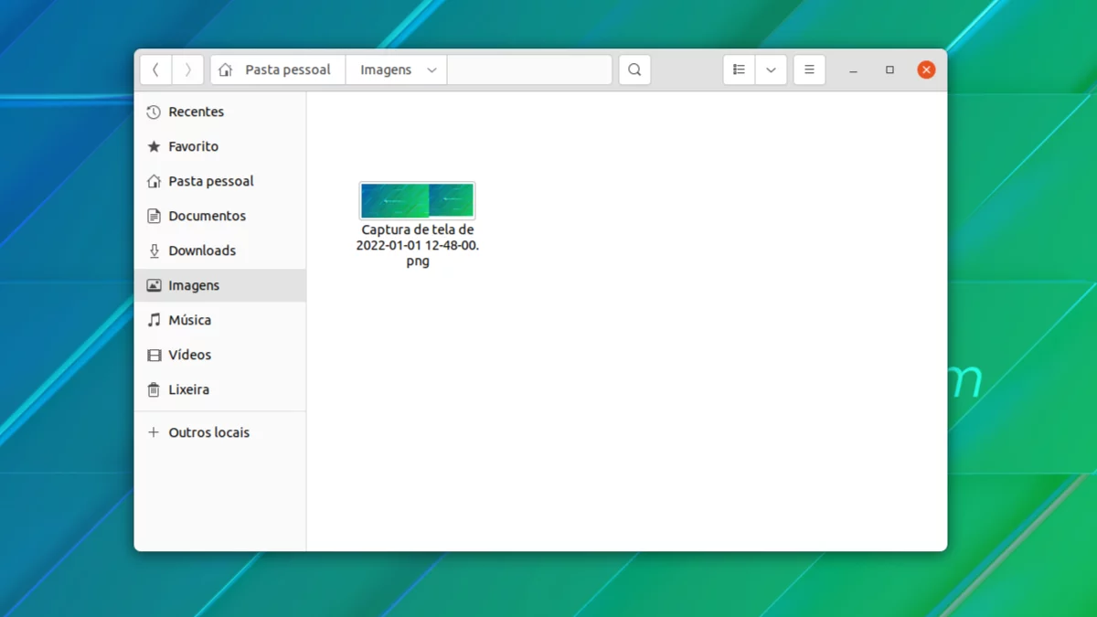 Pasta de imagens, padrão do GNOME Screenshot