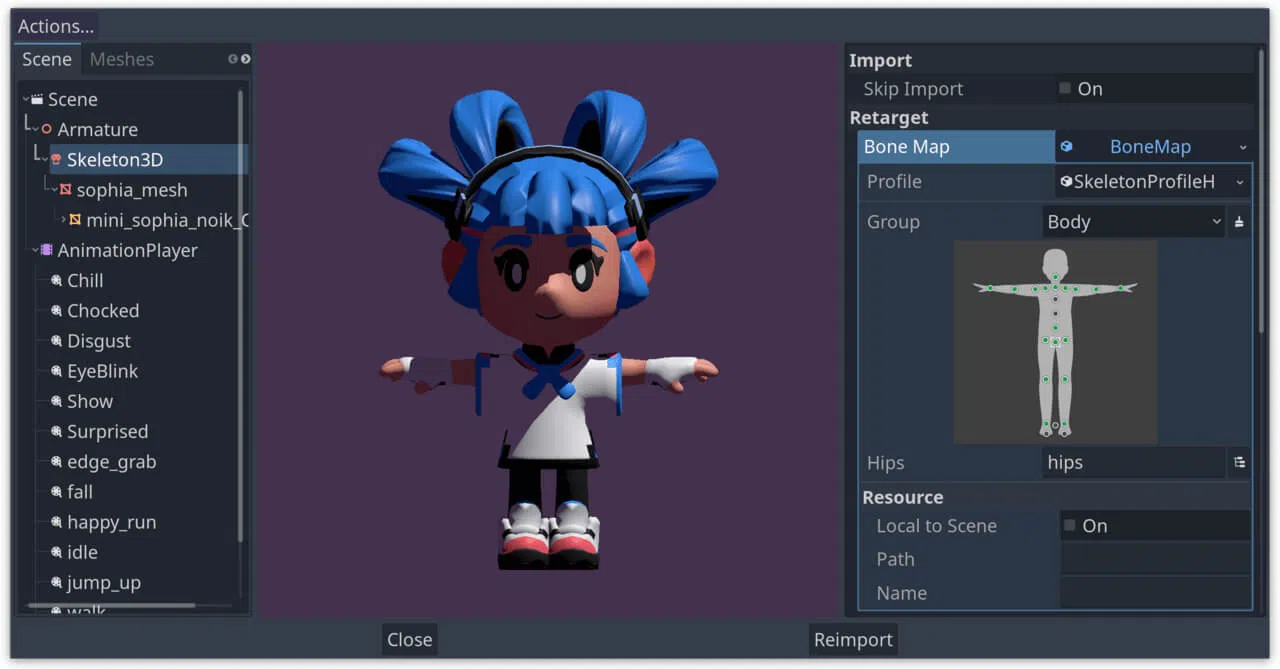 uma captura de tela do editor de animação melhorado no godot 4.0