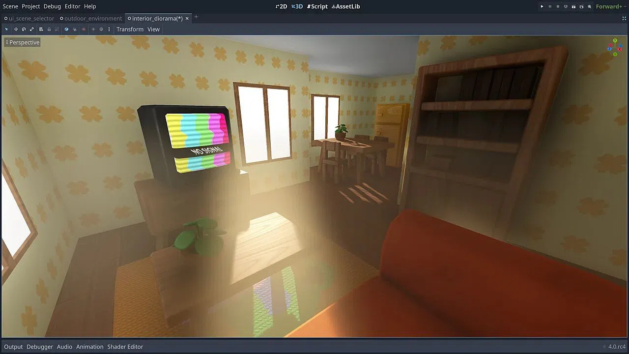 uma captura de tela do novo efeito de névoa volumétrica no godot 4.0