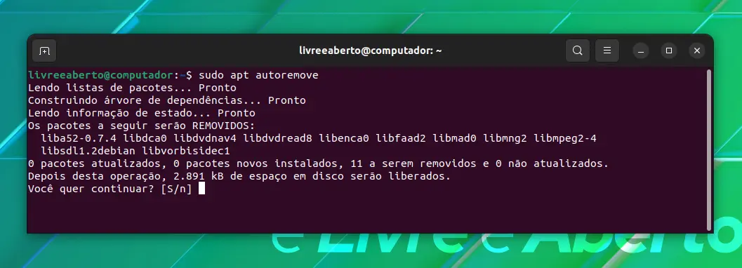 Use o comando apt para liberar espaço no Ubuntu Linux