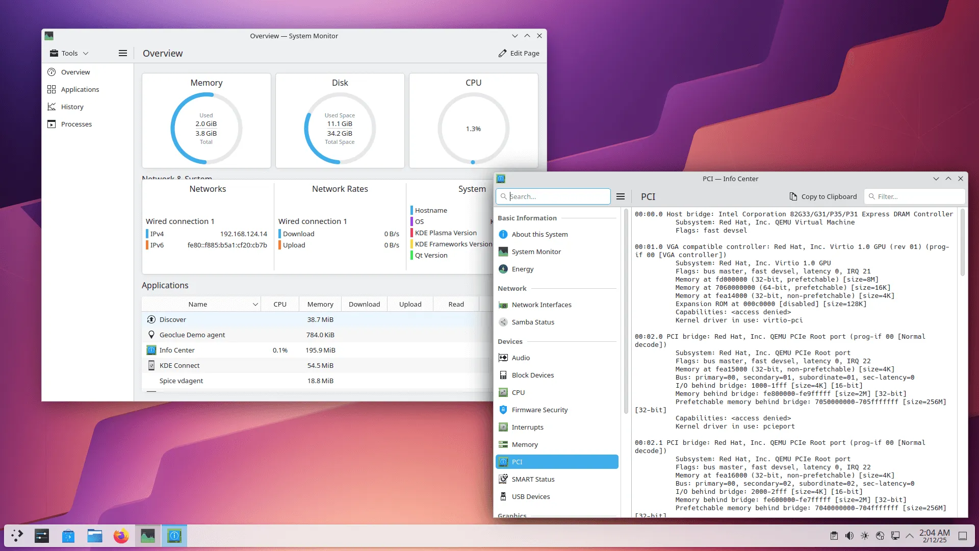 Monitor do Sistema e Centro de Informações do KDE Plasma 6.3