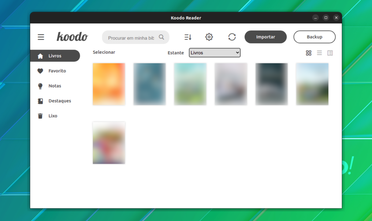 Interface do leitor de ebook Koodo