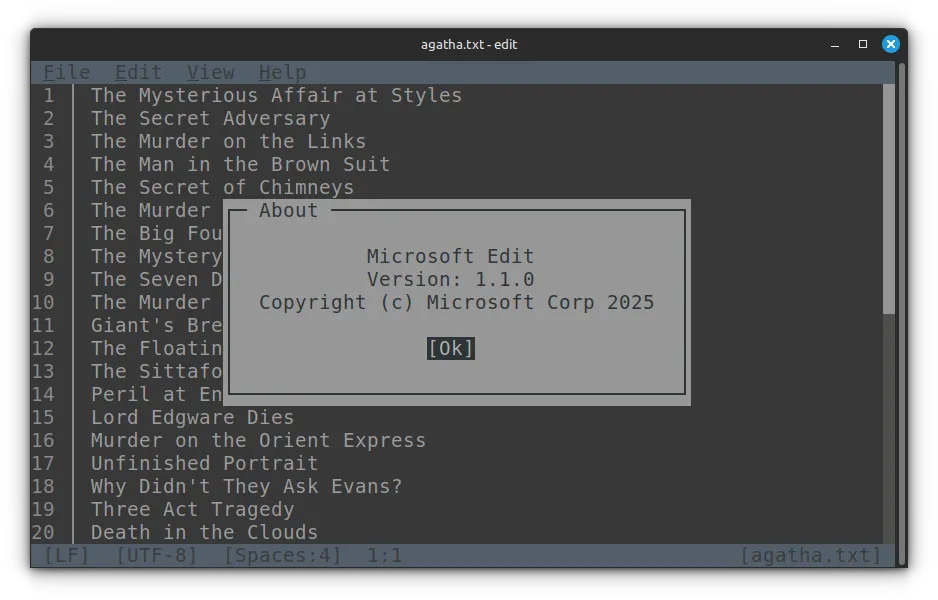 MS Editar sobre a tela. Há também um arquivo aberto em segundo plano. Uma visão geral do editor de texto é mostrada nesta captura de tela.
