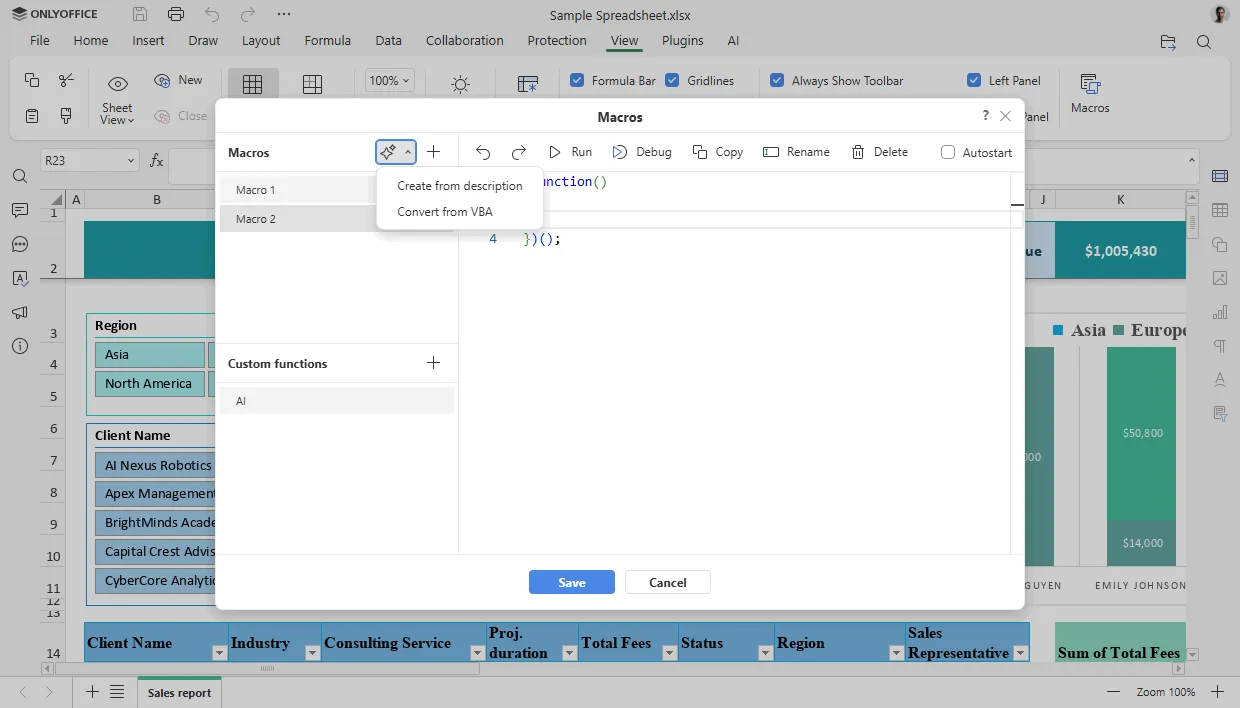 Recursos de IA no ONLYOFFICE 9
