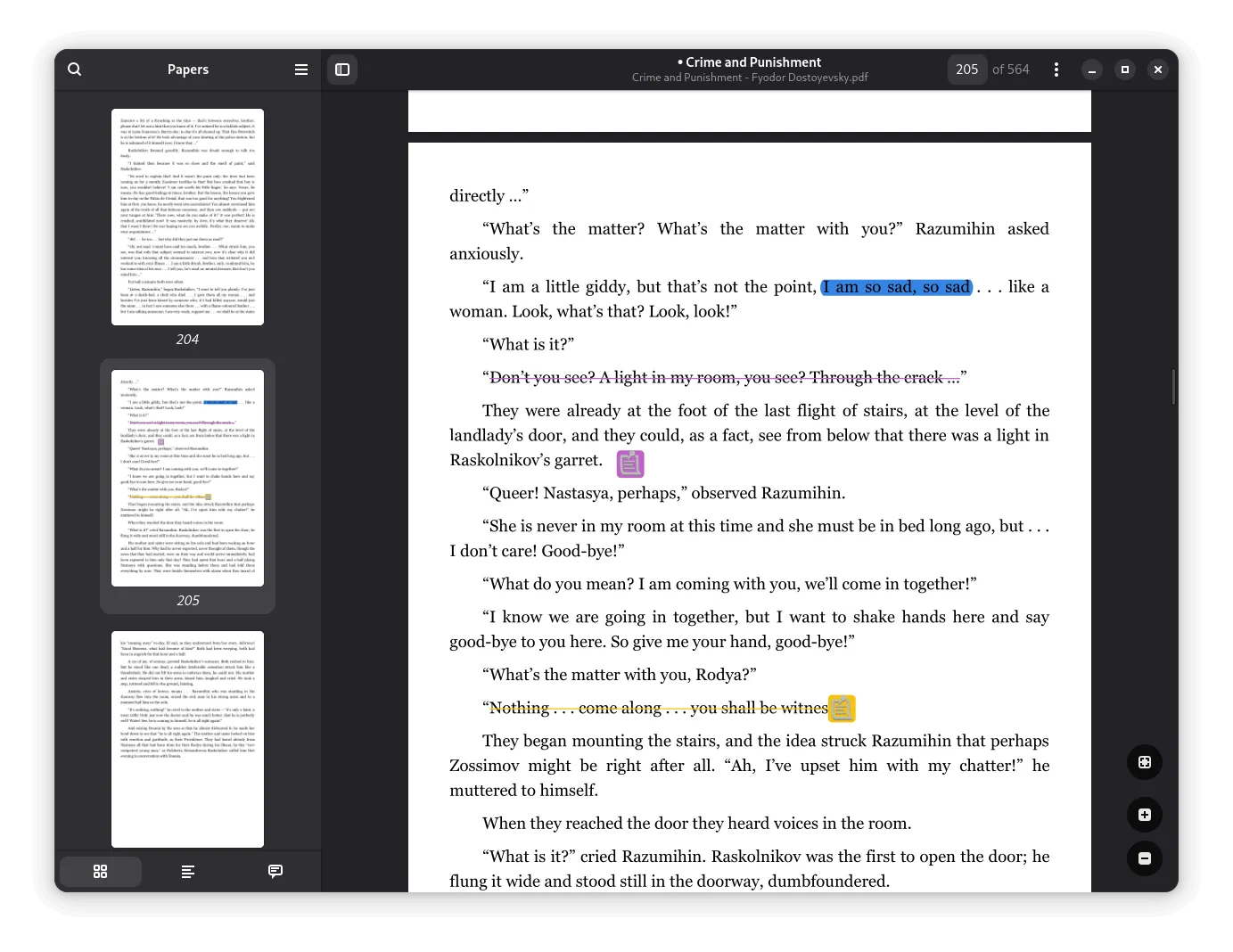 Uma captura de tela de artigos com um e-book em PDF aberto