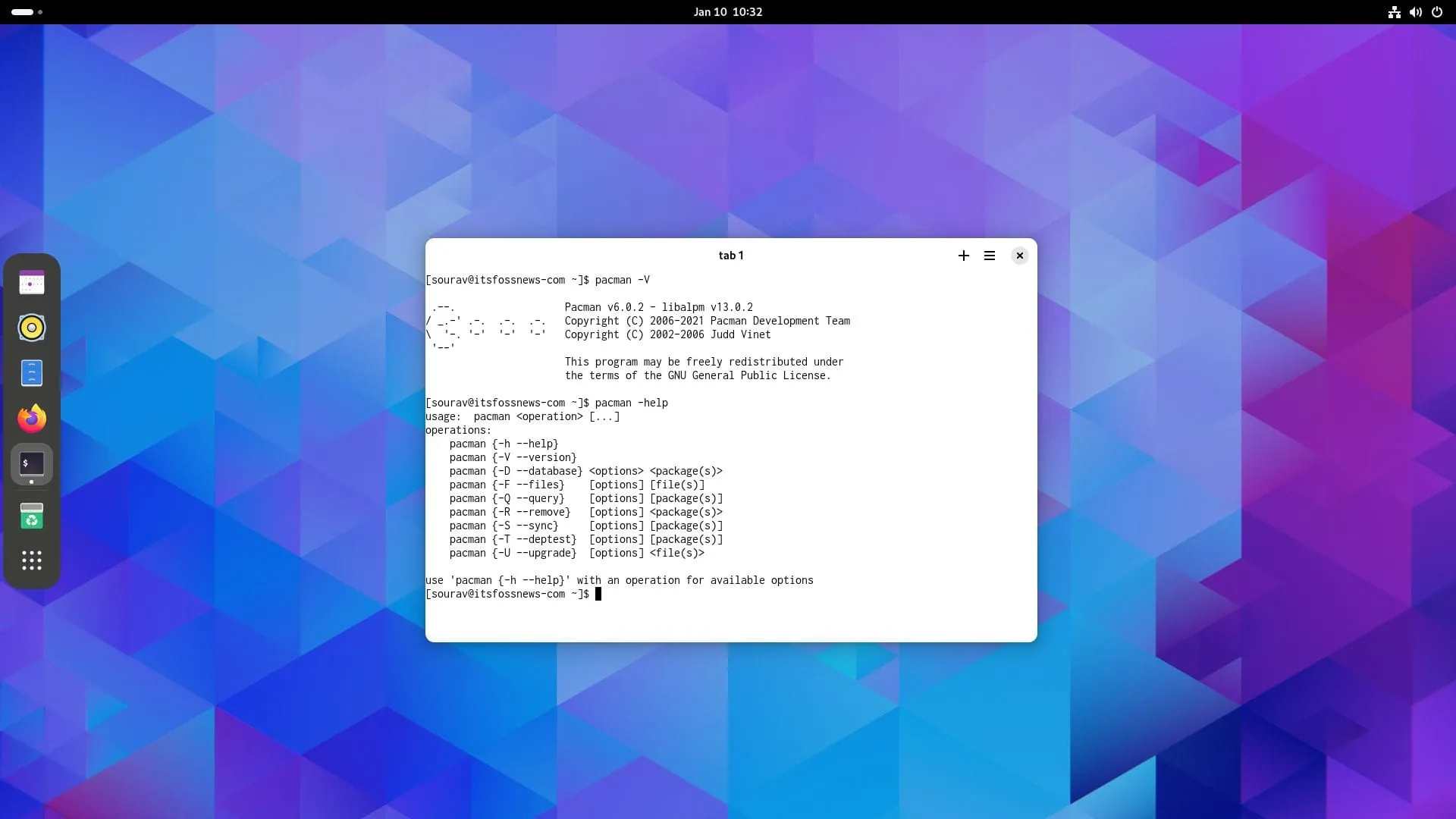 uma captura de tela de detalhes do pacman do parch linux