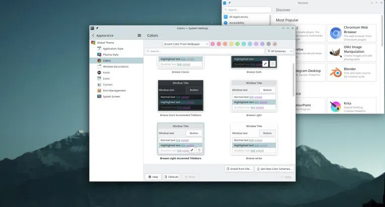 Área de cabeçalho colorida de acento do KDE