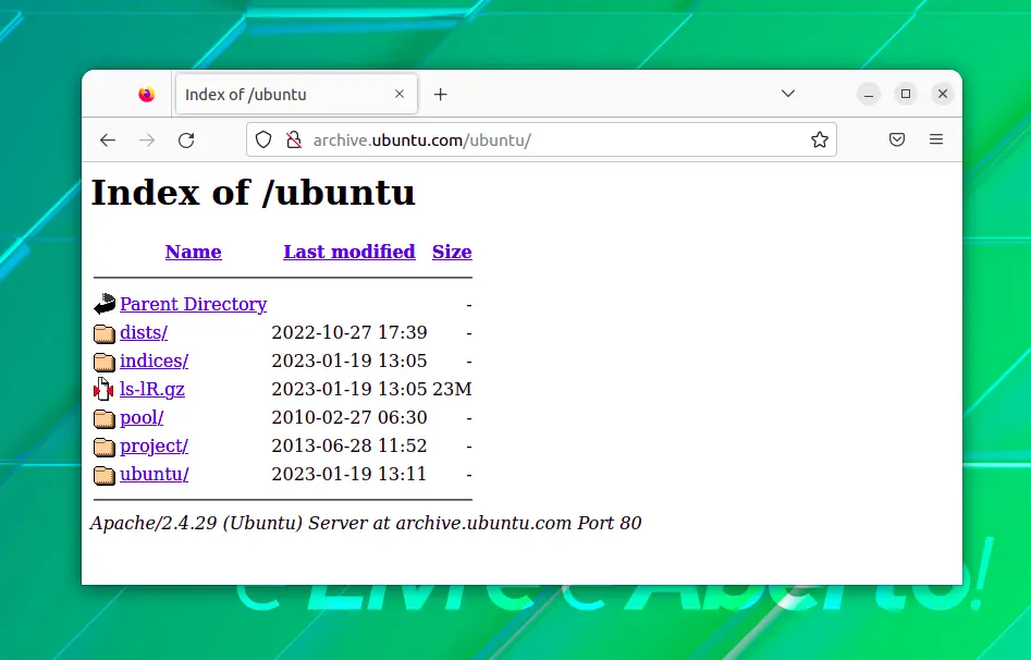 Índice do repositório Ubuntu