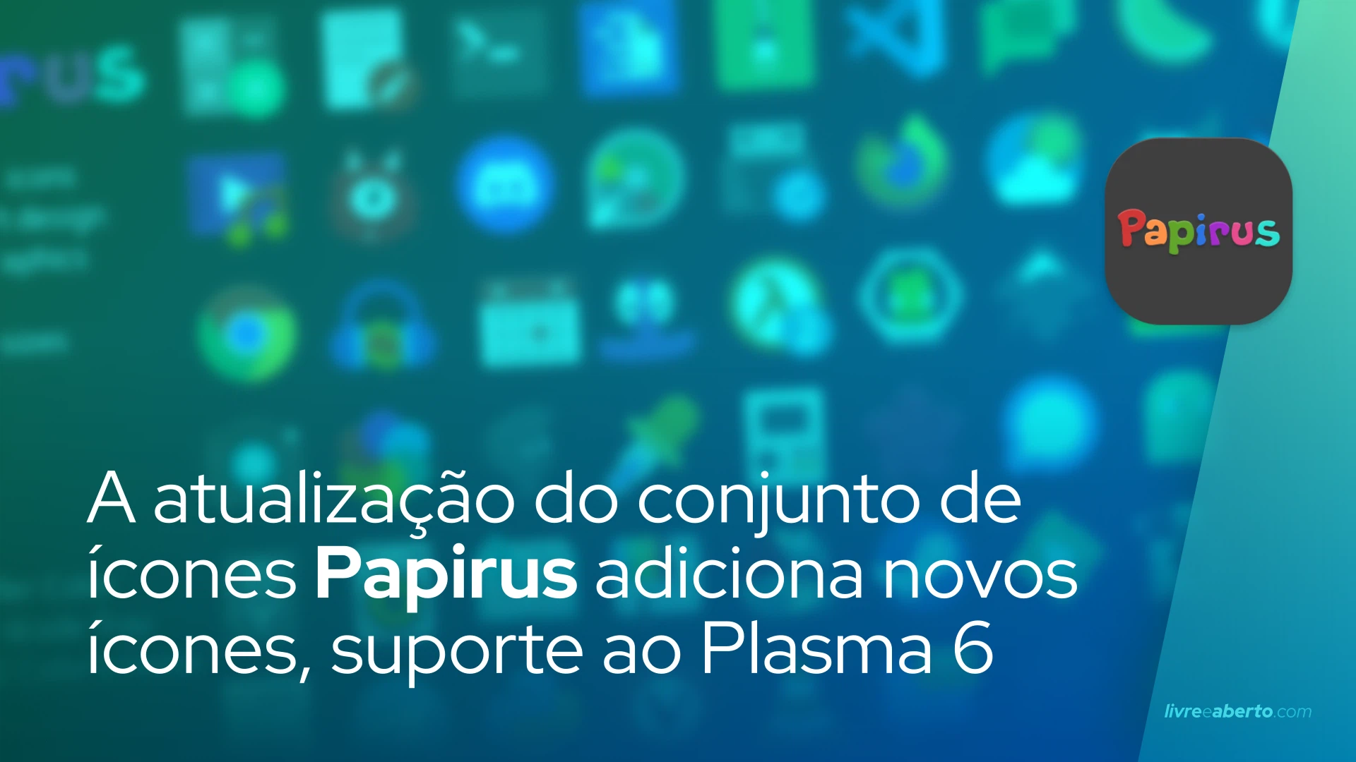 A atualização do conjunto de ícones Papirus adiciona novos ícones, suporte ao Plasma 6